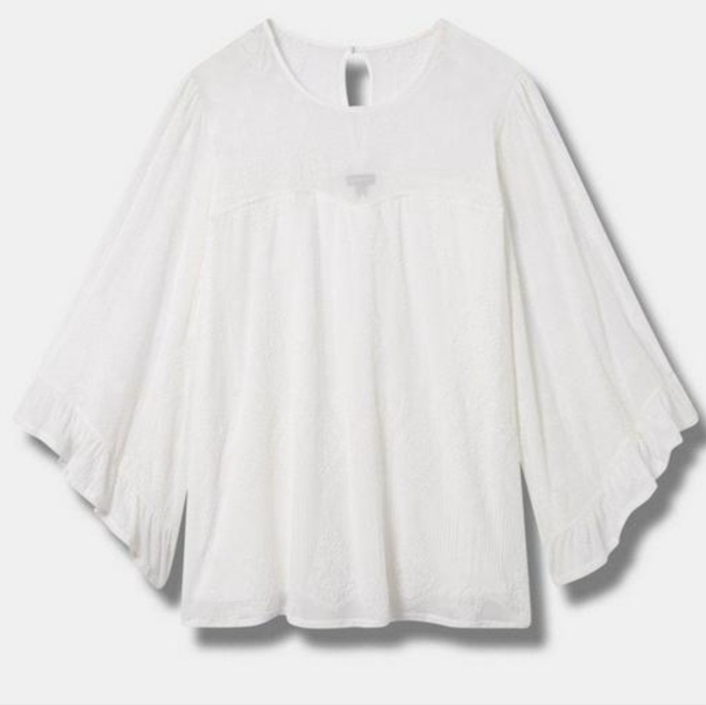 Torrid Size 0 Flocked Lace Bell Sleeve Top - Picture 8 of 8